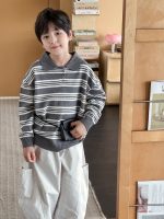 【90-160】セーター 折り襟 ストライブ ニット カジュアル 男の子 - 画像 (5)