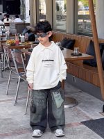 【90-160】パーカー 折り襟 フェイク 切り替え スポーツ風 合わせやすい 男の子 - 画像 (4)