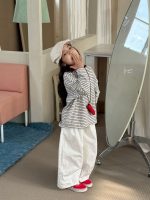 【90-140】長袖Tシャツ キッズ ボーダー柄 カジュアル 着せやすい - 画像 (10)