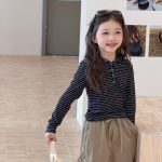 【100-170】トップス 女の子 フード付き ボーダー柄 カジュアル - 画像 (8)