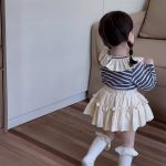 【73-100】トップス スカート 折り襟 ストライブ 合わせやすい 女の子 - 画像 (8)