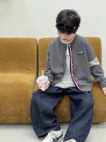 【90-160】カーディガン 男の子 ニット 配色 合わせやすい - 画像 (3)