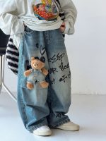 【100-150】Tシャツ ズボン プリント カジュアル クマちゃん付き 男の子 - 画像 (3)