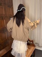 【100-160】アウター 女の子 折り襟 ファスナー カジュアル - 画像 (6)