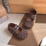 【21-30】シューズ 女の子 レトロ パンプス ドット柄 - 画像 (4)