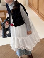 【100-150】ワンピース キャミソール 無地 ゆったり レース 女の子 - 画像 (5)