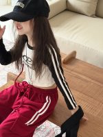 【100-150】Tシャツ 長袖 配色 レトロ 女の子 - 画像 (8)