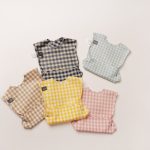 【GOODS】食事エプロン チェック柄 ノースリープ かわいい