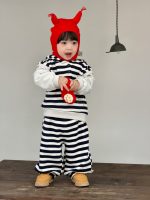 【73-110】二点セット パーカー+ズボン フード付き ストライブ 男の子 - 画像 (7)