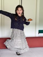 【100-170】カーディガン 女の子 ニット 透かし 折り襟 - 画像 (6)