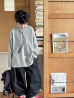 【90-160】Tシャツ ネクタイ柄 プリント ラウンドネック 長袖 男の子 - 画像 (4)
