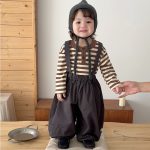 【73-120】トップスorパンツ 男の子 ボーダー柄 ゆったり 韓国風