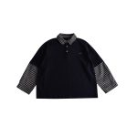 【90-160】Tシャツ 折り襟 チェック柄 長袖  男の子 - 画像 (6)