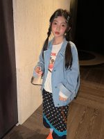 【100-160】アウター 女の子 デニム ゆったり 折り襟 - 画像 (4)