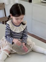 【73-100】トップス スカート 折り襟 ストライブ 合わせやすい 女の子 - 画像 (4)