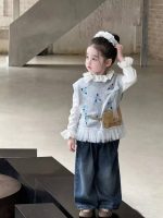 【80-130】ニットベストorシャツorデニムパンツ 女の子 ガーリー フリルデザイン - 画像 (4)