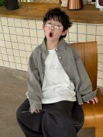 【90-160】アウター デニム 折り襟 無地 長袖 ゆったり 男の子 - 画像 (3)