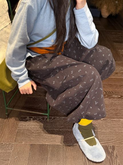 【100-160】パンツ 女の子 花柄 レトロ 履きやすい