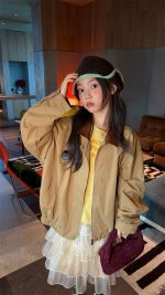 【100-160】アウター 女の子 折り襟 ファスナー カジュアル - 画像 (7)