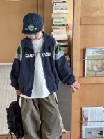 【90-160】アウター 切り替え 配色 プリント ファスナー 男の子 - 画像 (4)