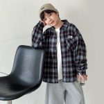 【90-160】アウター チェック柄 折り襟 長袖 ゆったり 男の子 - 画像 (5)