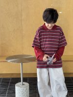 【90-160】Tシャツ 折り襟 ストライブ 切り替え 男の子 - 画像 (6)