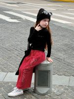 【90-150】長袖Tシャツ 女の子 シンプル アルファベット スリムシルエット - 画像 (5)