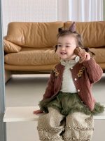 【73-110】カーディガン トップス 花柄 フリル 合わせやすい 女の子 - 画像 (2)