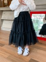 【90-160】スカート 女の子 ふんわり ガーリー チュール ミモレ丈 - 画像 (4)