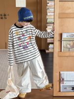 【90-160】長袖Tシャツ 男の子 ボーダー柄 プリント 柔らかい - 画像 (5)