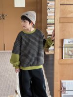 【90-160】パーカー ラウンドネック 長袖 ストライブ フェイク 男の子 - 画像 (4)