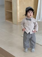 【73-110】シャツ 蝶結び 長袖 無地 合わせやすい 男の子