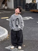 【90-160】セーター ラウンドネック 長袖 ゆったり 男の子 - 画像 (6)