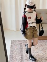 【100-150】Tシャツ 配色 切り替え ラウンドネック 長袖 カジュアル 女の子