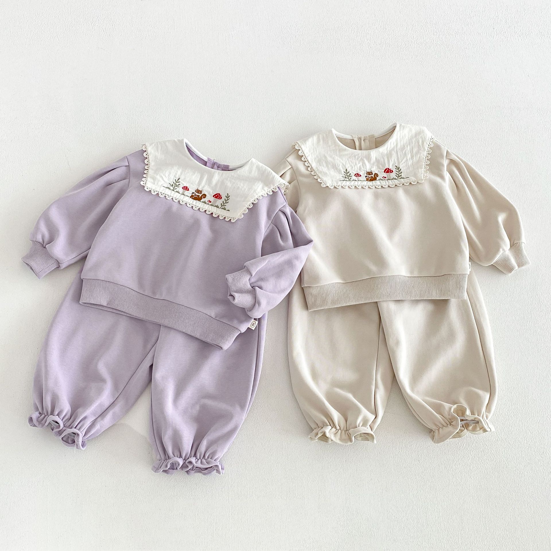 O1CN01IgfHRg2Itbzdzg1e3_2222173959344-0-cib.jpg 【80-130】セットアップ 女の子 刺繍 スクエアネック - 画像 (1)