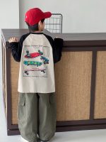 【90-160】Tシャツ 配色 切り替え プリント 長袖 カジュアル 男の子 - 画像 (3)
