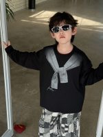【90-160】パーカー プリント 配色 ファッション ランドネック 男の子 - 画像 (2)