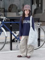 【100-170】長袖Tシャツ 女の子 英字 シンプル 韓国風 - 画像 (4)