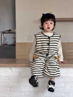 【73-110】二点セット ベスト+ズボン ストライブ ペンギン柄 男の子 - 画像 (2)