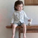 【73-100】アウター 男の子 フード付き 薄手 ボーダー柄 - 画像 (3)