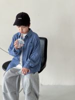 【90-160】アウター チェック柄 折り襟 長袖 刺繍 ゆったり 男の子 - 画像 (4)