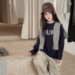 【100-170】長袖Tシャツ 女の子 英字 シンプル 韓国風 - 画像 (10)