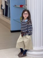 【100-170】ポロシャツ 女の子 ボーダー柄 配色 レトロ - 画像 (3)