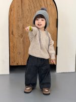 【73-110】セーター 無地 ラウンドネック 長袖 合わせやすい 男の子 - 画像 (5)