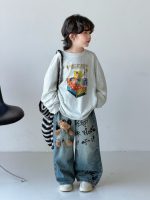 【100-150】Tシャツ ズボン プリント カジュアル クマちゃん付き 男の子 - 画像 (5)