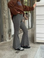 【100-170】フレアパンツ 女の子 ボーダー柄 スリムフィット 動きやすい - 画像 (8)