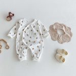 【80-90】カバーオール&スタイ ベビー くま プリント