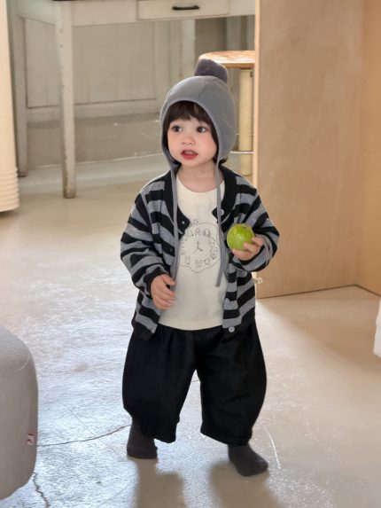 【73-110】カーディガン ニット ストライブ 男の子