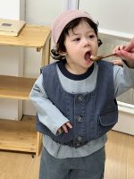 【73-110】パーカー ベスト プリント ランドネック カジュアル 合わせやすい 男の子 - 画像 (9)