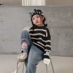 【80-130】セーター 女の子 ボーダー柄 カジュアル - 画像 (3)